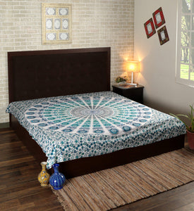 Wall Hanging/Bed Sheet/Poster Cotton Mandala 200TC Blue - 88 And Beyond